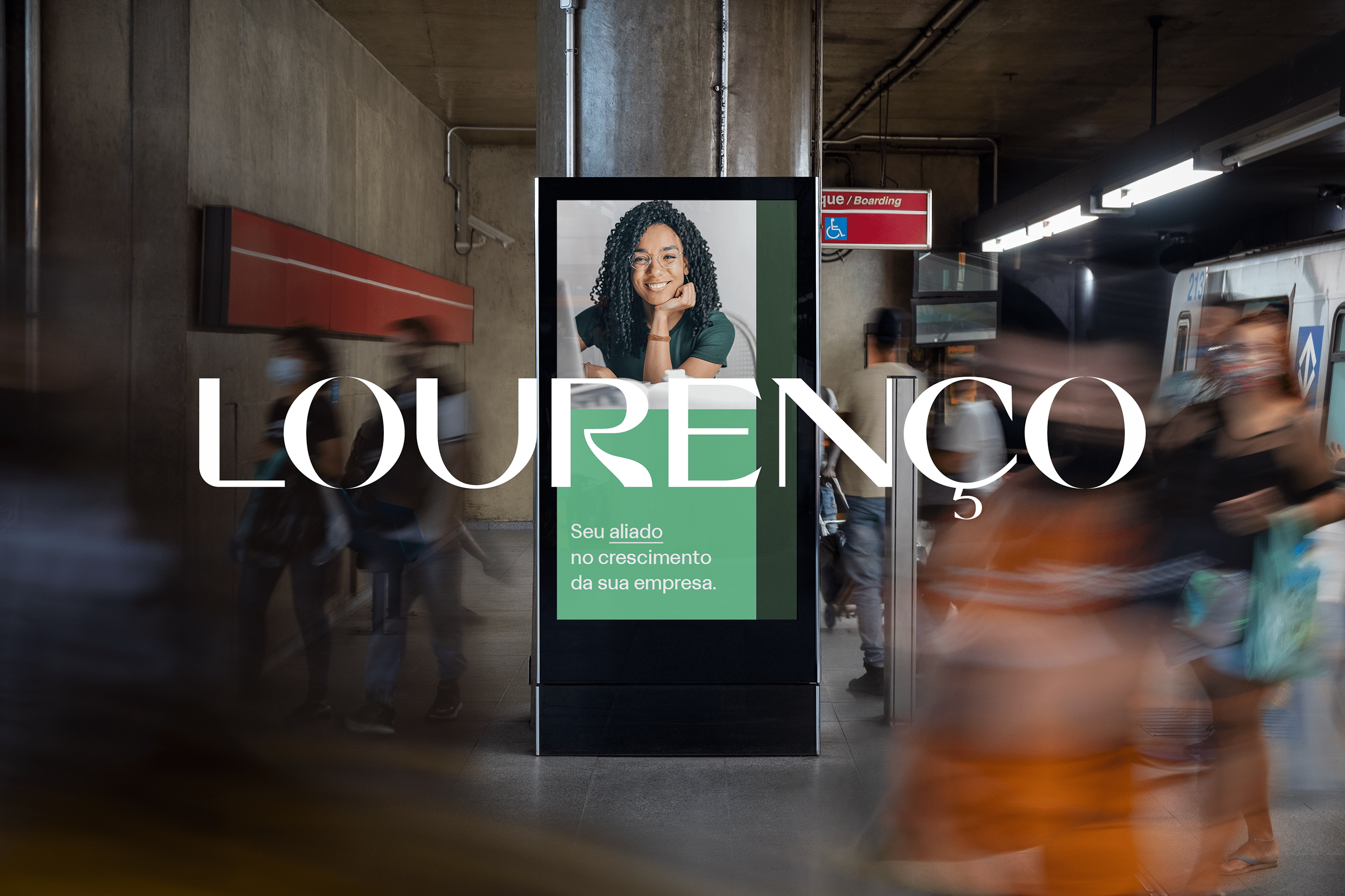 Desdobramento visual da marca Lourenço Advogados Associados